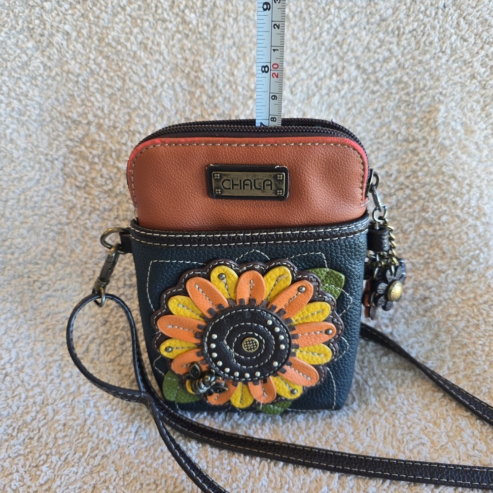 Chala Cellphone Purse Bag Crossbody Sunflower Bee Adjustable Convertible Strap - Picture 10 of 13